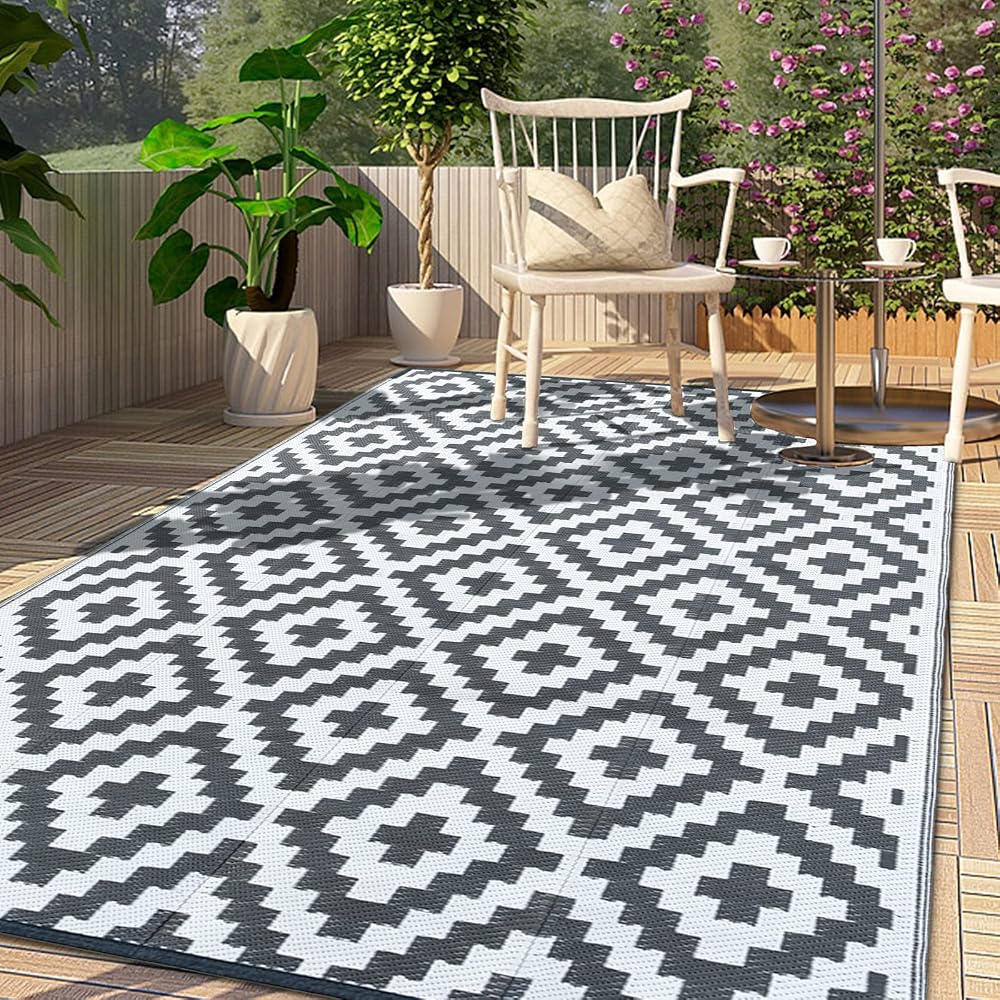 CHOSHOME Outdoor Rug for Garden, Waterproof Portable Geometric Patio Rug, 180 x 270cm