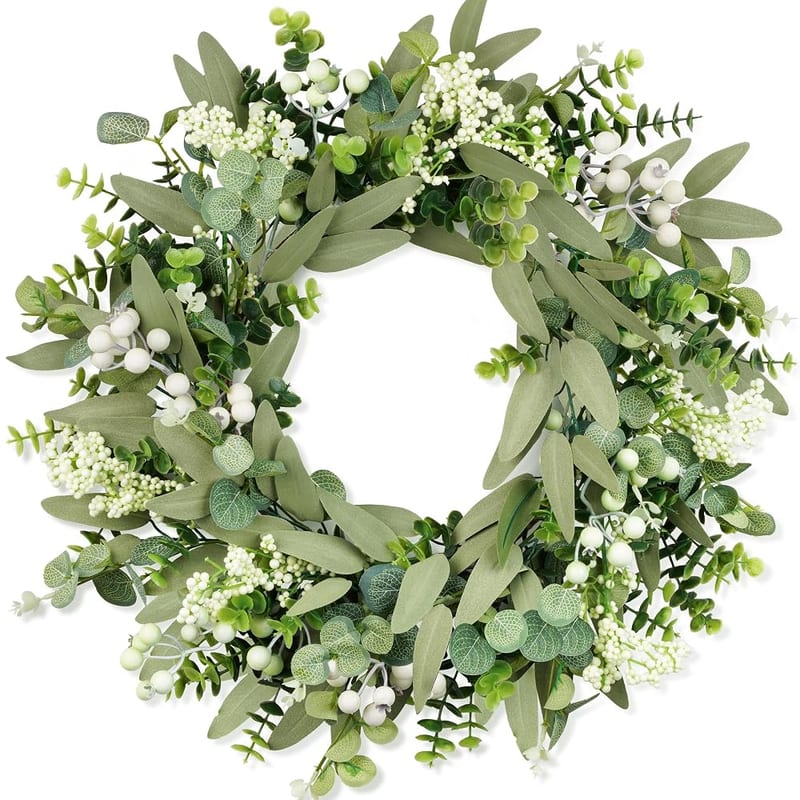 COLORSPEC Eucalyptus Wreath for Front Door, 50cm Spring Summer Artificial Greenery Wreath