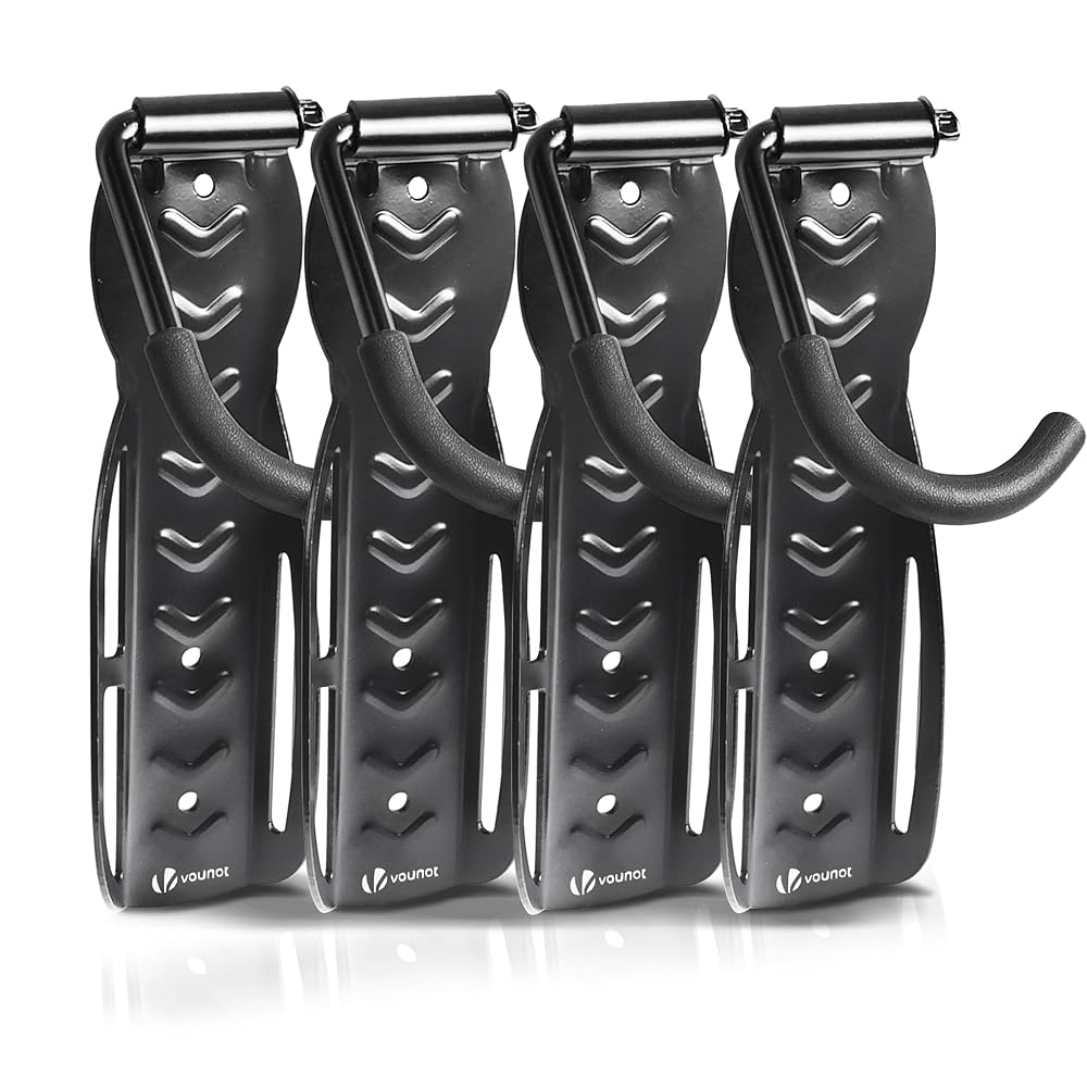 VOUNOT 4-Pack Bike Hooks for Wall, Heavy-Duty Bike Storage Rack, Wall Mount Bicycle Hanger & Holder for Indoor/Garage