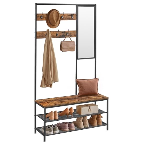 VASAGLE Hall Tree with Bench and Shoe Storage, 2 Fabric Drawers, 10 Hooks