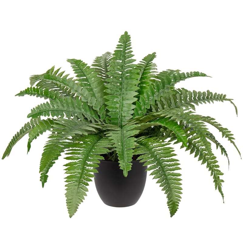 Hollyone 19.7" Artificial Boston Fern Potted Plant, Fake Fern Bush in Pot for Indoors & Outdoors, Faux Boston Fern for Home Decor, Garden, Patio, Balcony, Entrance, Office, Living Room