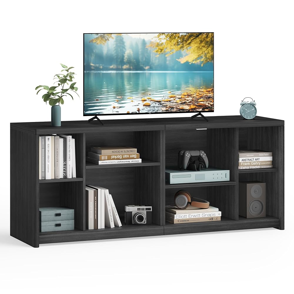 VASAGLE TV Stand for TVs up to 65 Inches, Ash Black