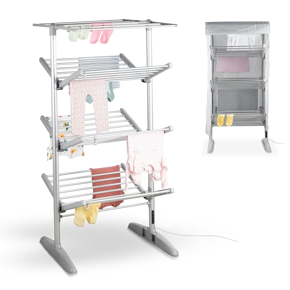 Minky SureDRI 4 Tier Heated Clothes Airer with Cover, 23m Drying Space and 20Kg Capacity