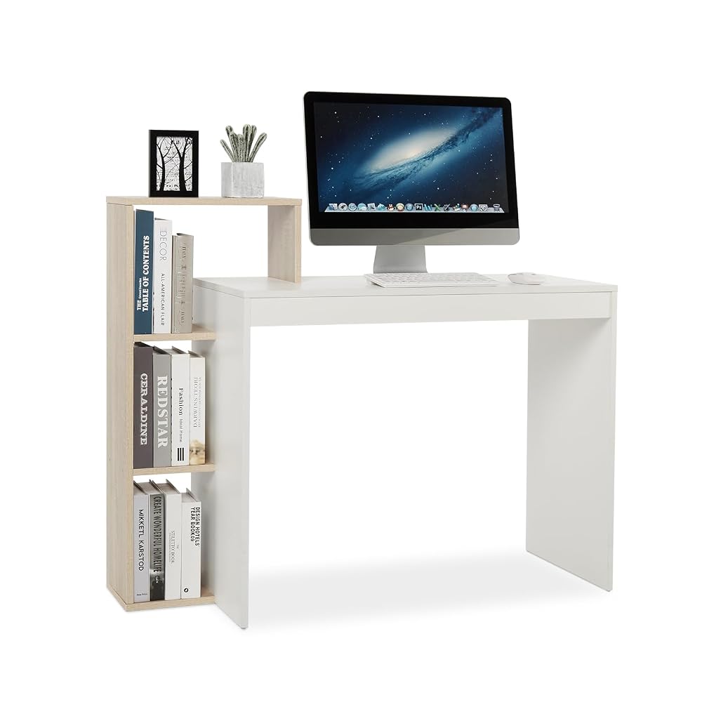 Mondeer Compact Computer Desk with 3 Storage Shelves