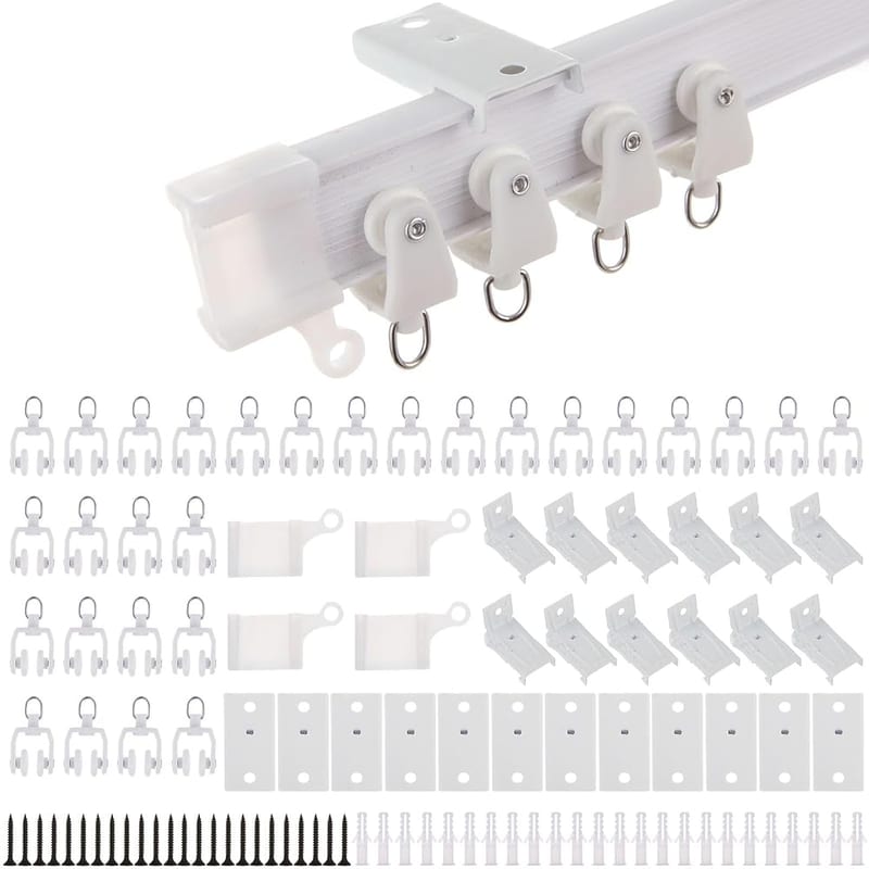 4m/13ft Bendable Curtain Rail for Bay Windows, Flexible PVC Ceiling Curtain Track