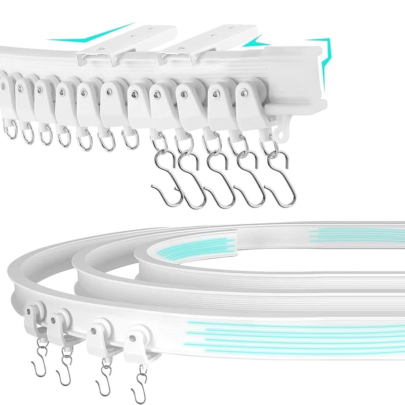 3.5 Meter Flexible Curtain Rail Track [CEILING MOUNT] - White Heavy Duty Ceiling Curtain Track for Bay Window, Room Divider, Shower Curtain Rail Track - Swish Curtain Track