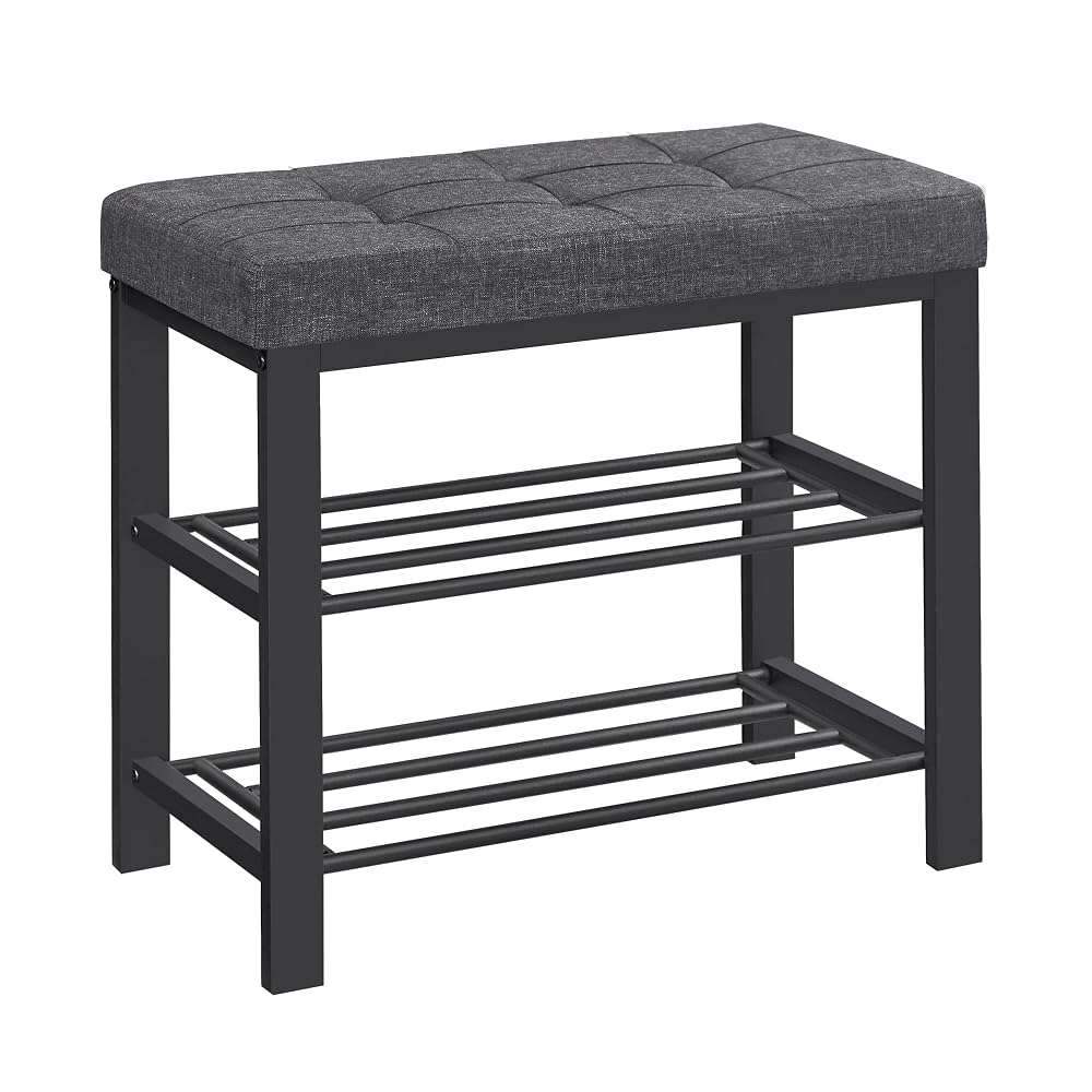SONGMICS 3-Tier Shoe Rack for Entryway with Padded Seat