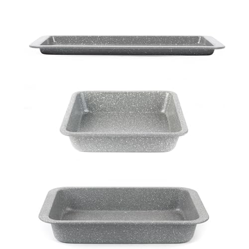 Salter BW12603GEU7 Bakes 5 Piece Bakeware Set - Non-Stick Coated Roaster, Baking Tray, Square Pan, Loaf Tin, Muffin Tray, Oven Safe Up to 220°C, Gold
