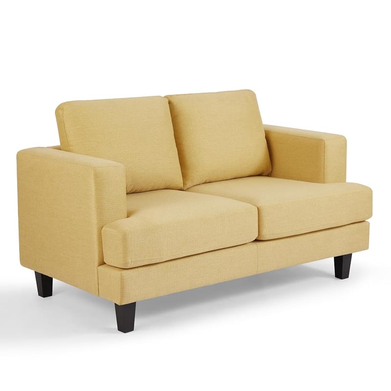 Home Detail Fabric Sofa in 2 Seater Sofa Size, Couch Living Room Chair in Mustard Linen Fabric