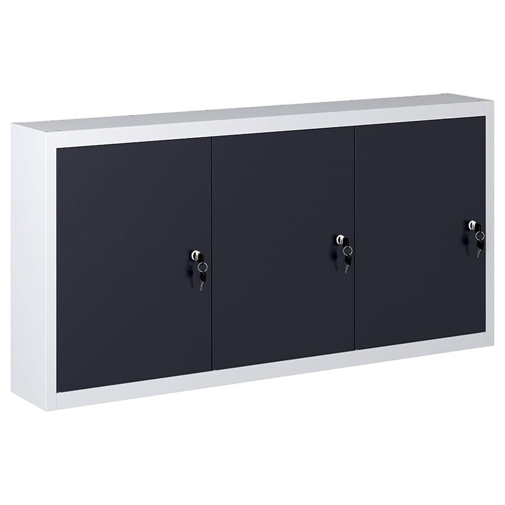 GuyAna Tool Wall Cabinet, Large Wall Mount Tool Box Garage Storage Cupboard, Grey/Black