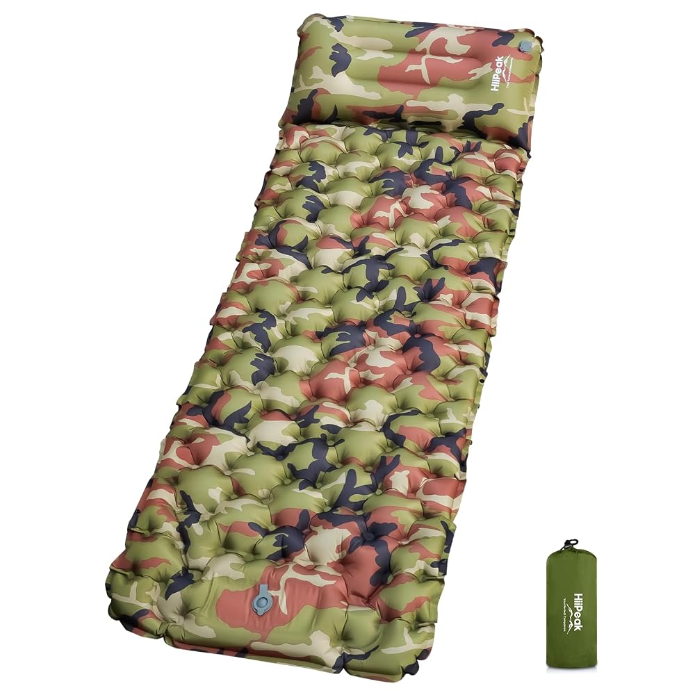 HiiPeak Camping Sleeping Pad - Ultralight Inflatable Sleeping Mat with Built-in Foot Pump, Durable Compact Waterproof Camping Air Mattress for Camping, Backpacking, Hiking, Tent Trap Traveling