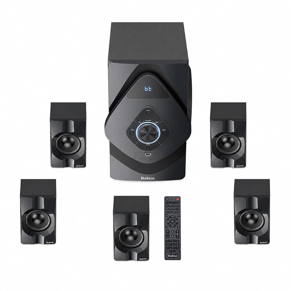 Bobtot Surround Sound Systems, Wireless Rear Satellite Speakers, 800W 6.5 inch Subwoofer, 5.1/2.1 Channel Home Theater System with HDMI ARC Optical Bluetooth Input