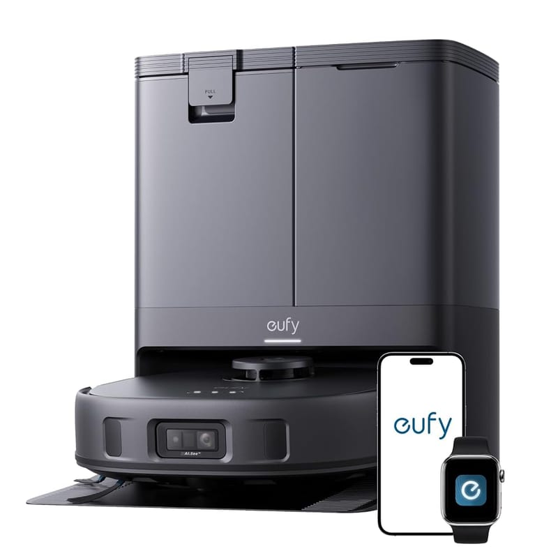 eufy X10 Pro Omni Robot Vacuum Cleaner with Mop, Carpet Detection, Dual Mops with Auto-Lift, AI Obstacle Avoidance, Auto Mop Washing & Drying, Self-Emptying