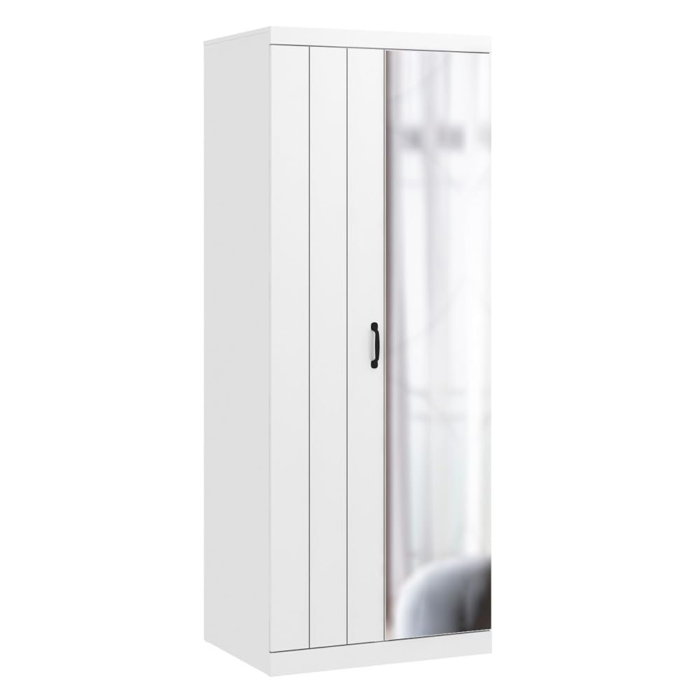 Galano Surrey 2 Door 1 Drawer Wardrobe with Mirror, Grey/Oak