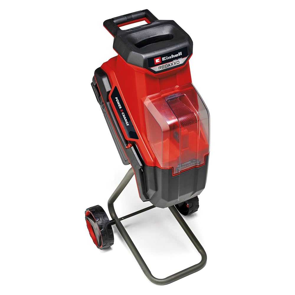 Einhell Cordless Garden Shredder 36V PXC, 25mm Branch Capacity, Battery Powered Mulcher for Leaves and Branches, 3 Reversible Steel Blades, 55L Collection Sack, Without Battery