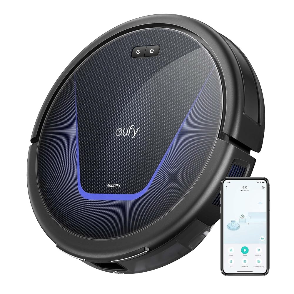 eufy G50 Robot Vacuum Cleaner with 4,000 Pa Strong Suction, Pro-Detangle Comb, Roller Brush, Automatic Charging, Works with Alexa