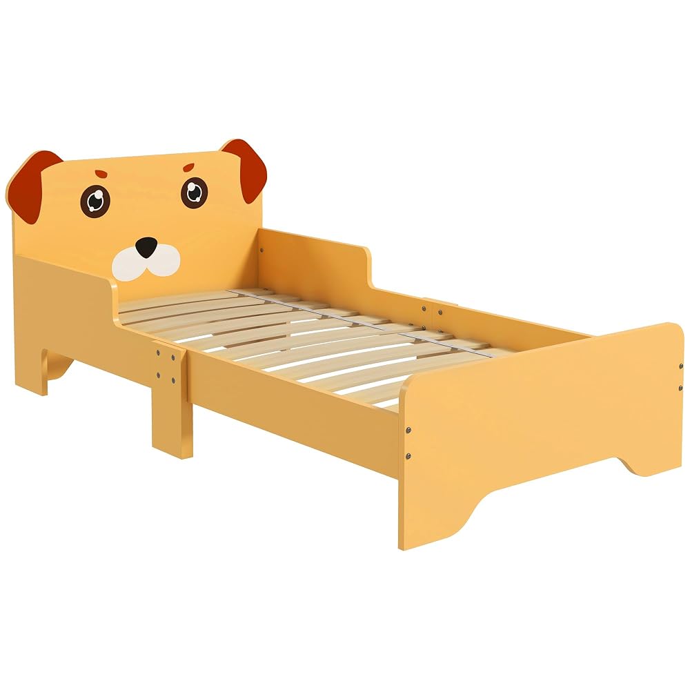 ZONEKIZ Toddler Bed Frame, Kids Bedroom Furniture, Ages 3-6 Years, Yellow