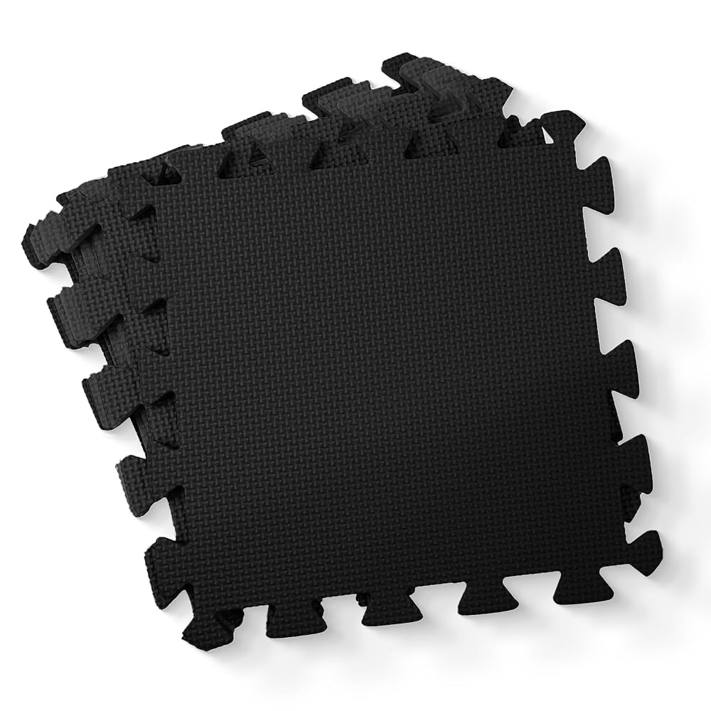 kidoola Foam Baby Play Mat (29x29cm) – Thick & Soft EVA Foam Interlocking Floor Tile Matting for Children – Safe & Comfortable 7mm Thick Play Flooring (9pc) - Black