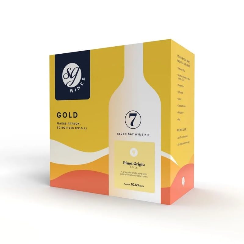 DIAH DO IT AT HOME SG Gold Pinot Grigio 7-Day Wine Kit with Airlock - Makes 30 Bottles (22.5L)