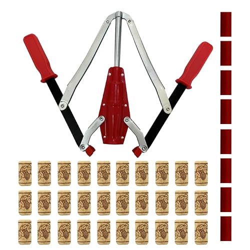 WENNING Manual Wine Bottle Double Lever Hand Corker Wine Corker with 30 count Wine Corks for Home Brewing, (WN001)