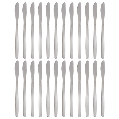 Argon Tableware Economy Stainless Steel Dinner Knives - 22cm - Pack of 24 - Silver Dining Knives High Polished Flatware Metal Butter Knife Dishwasher Safe 24-Piece Table