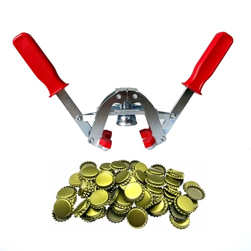 WENNING Manual Beer Bottle Capper Tool with 150 count Beer Bottle Caps,26mm Beer Corking Machine for Home Brewing (WN005 Crown Cap)