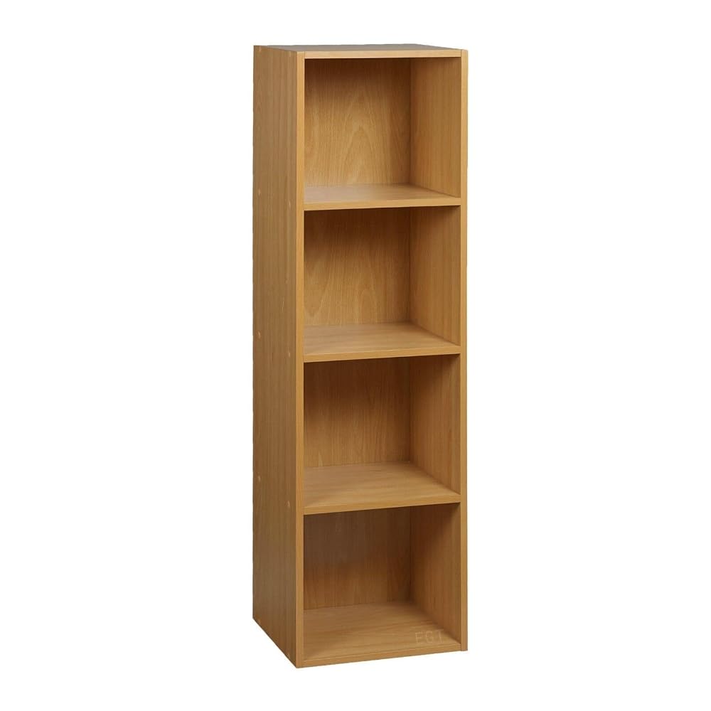 URBNLIVING 4 Tier Wooden Bookcase Shelving Display Storage Shelf Unit, Beech