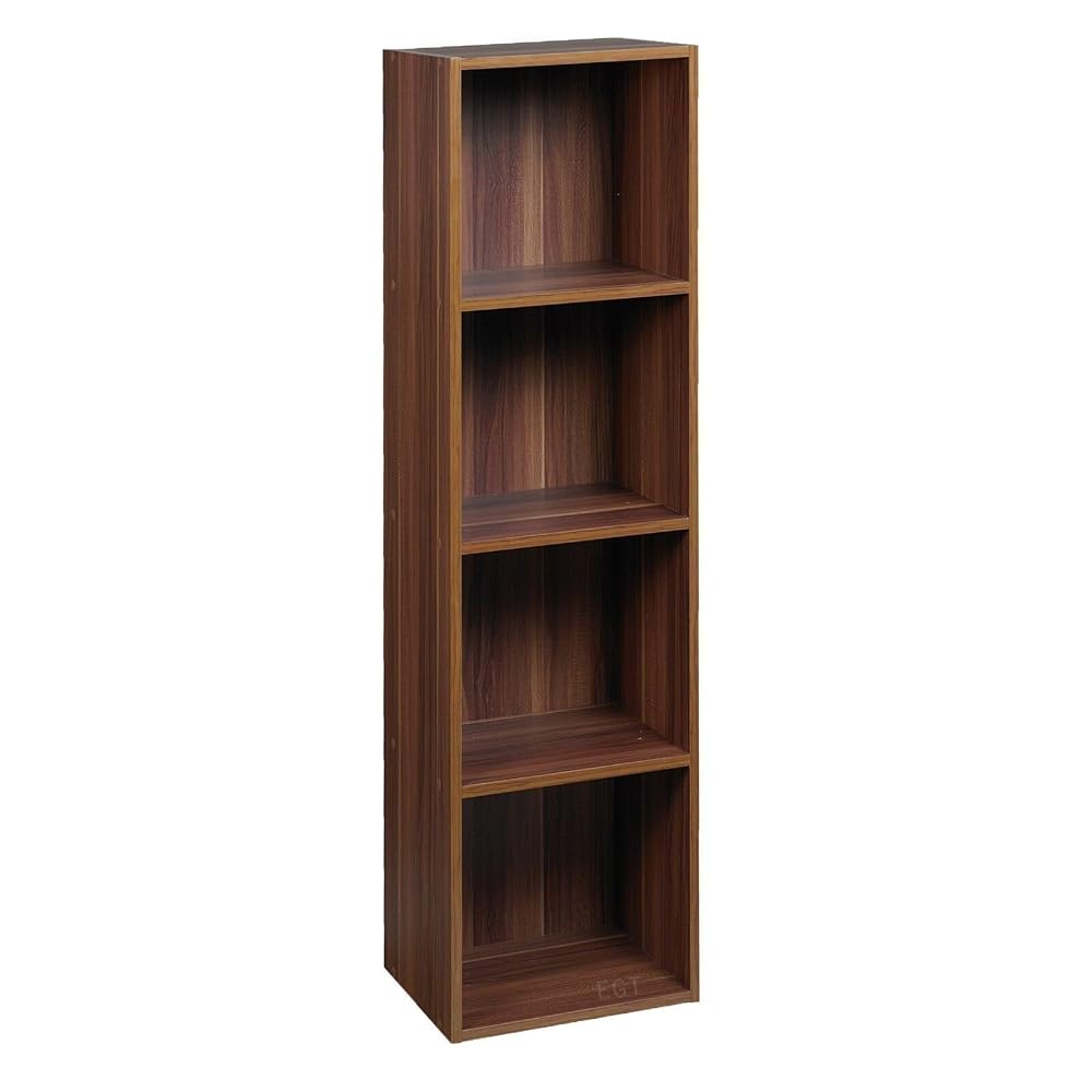URBNLIVING 4 Tier Wooden Bookcase Shelving Display Storage Shelf Unit, Teak