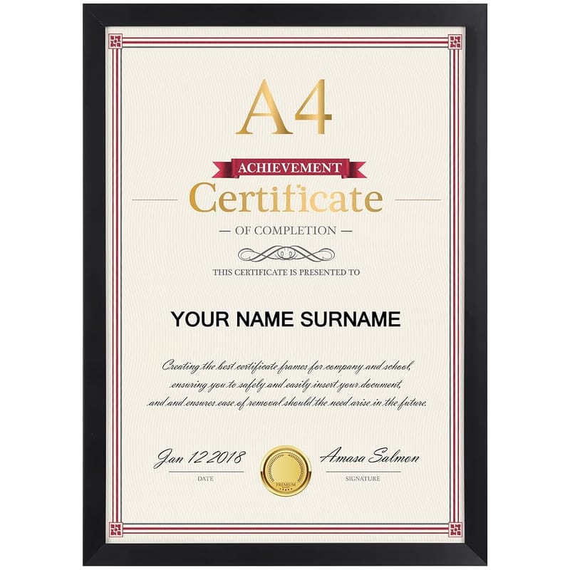 Giftgarden Black A4 Picture Frame, Versatile A4 Photo Frame Suitable for Desk or Wall Display of Certificates, Posters and Artwork