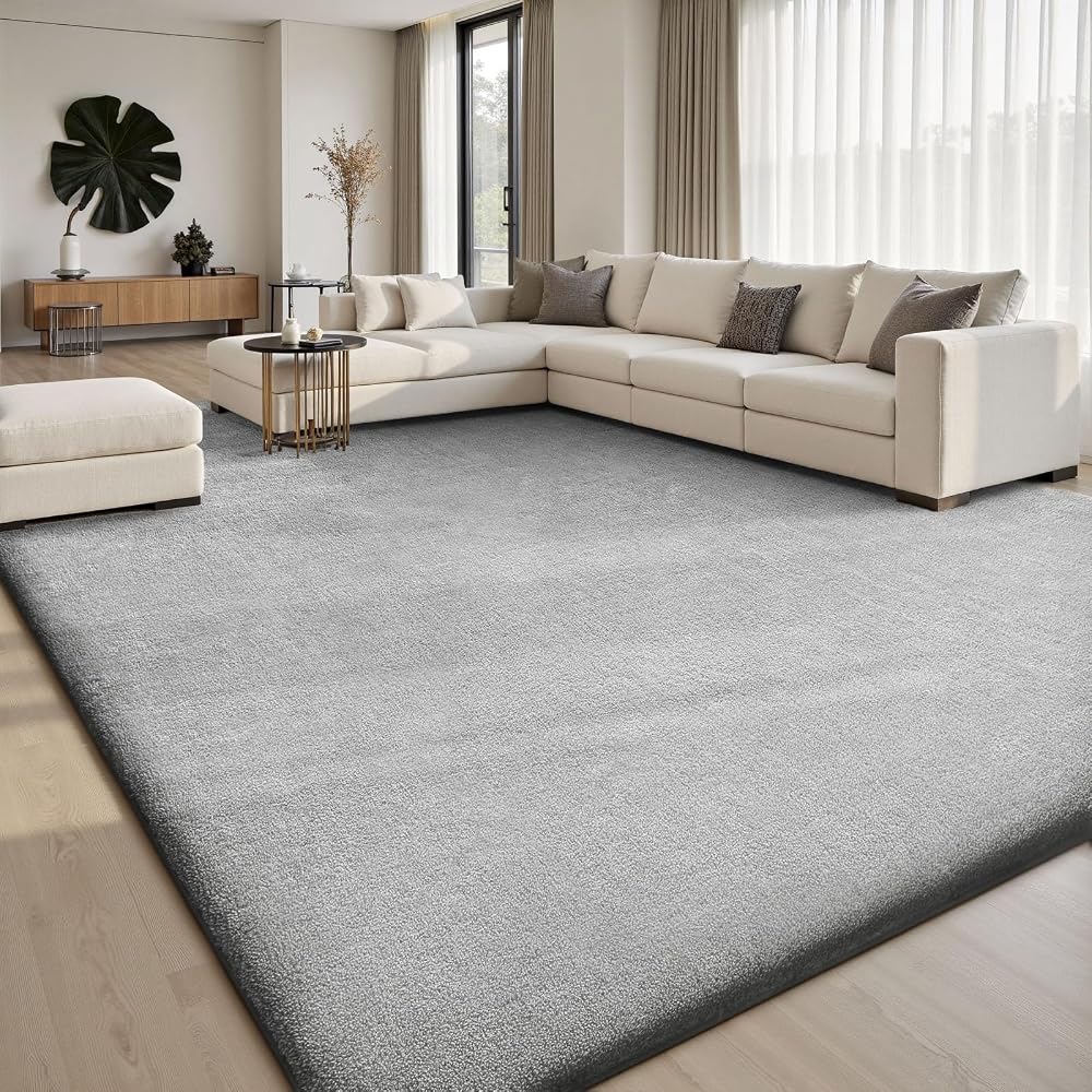 Sour Lemon Extra Large Rugs Living Room 240x300cm, Grey Modern Washable Anti-Slip Low Pile Area Rug