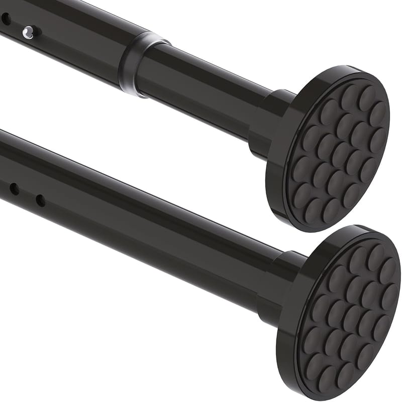 No-Drill Curtain Pole, 400cm Long Extendable Curtain Rail for Bathroom, Bedroom, Black (350-405cm, Diameter 32mm)