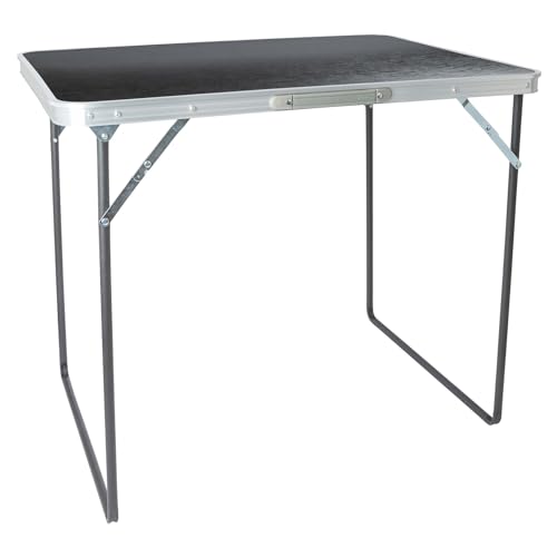 Harbour Housewares Folding Table - 80cm x 60cm - Black - Small Metal Trestle Tables Foldable Portable Side Table for Indoor, Outdoor, Garden, BBQ, Pinic, Dining, Camping