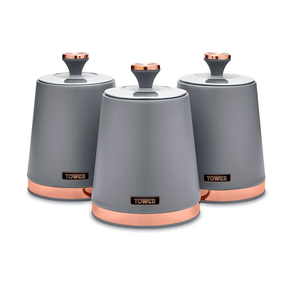 Tower Cavaletto Kitchen Set, 1.7L Rapid Boil Kettle & 4 Slice Toaster, Grey and Rose Gold