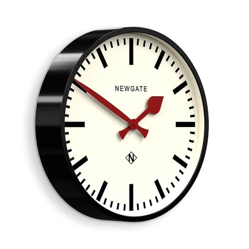 NEWGATE Universal Wall Clock, Large Modern Classic Clock, 43cm, Deep Matt Black Metal Case, Roman Numerals