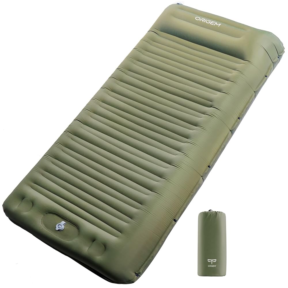 Origem 14cm Self Inflating Camping Mat Sleeping Pad with Built-in Foot Pump, Extra Thick and Wide Sleeping Mat