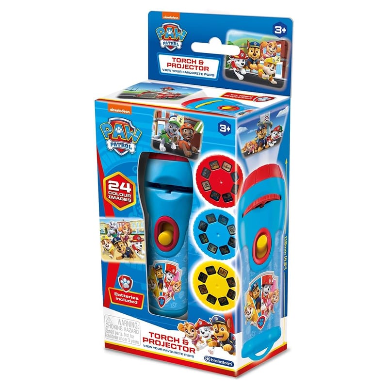 Nickelodeon PAW Patrol Torch & Projector - Projects 24 PAW Patrol Images, Dual Function Flashlight & Projector with Slide Discs, Batteries Included