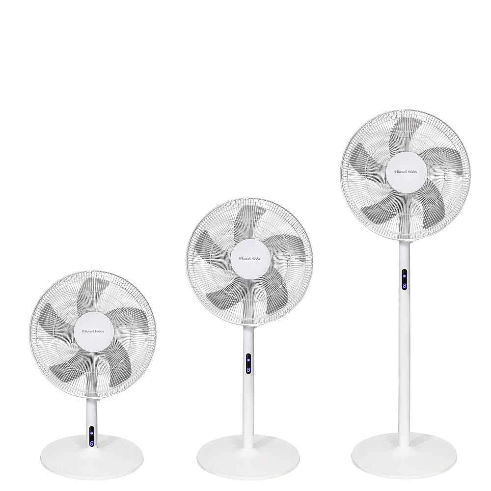 Russell Hobbs Tower Fan White, 3-in-1 Pedestal Fan with LED Display & Remote