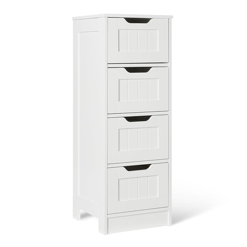 Karlhome Grey Bathroom Storage Cabinet Unit, Free Standing with Slatted Doors, 2 Shelves