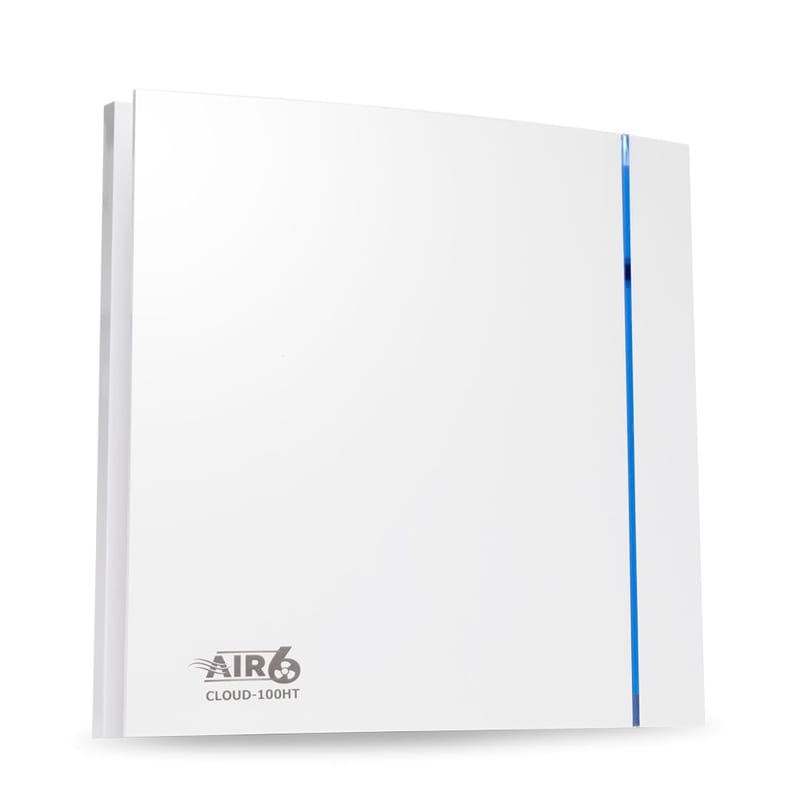 AIR 6 Cloud-100T Silent Yet Powerful Bathroom Extractor Fan with Timer, Delivering 26.5l/s (95m3/h), Wall or Ceiling Mounted, White, IP45, for 100mm/4" Ducting