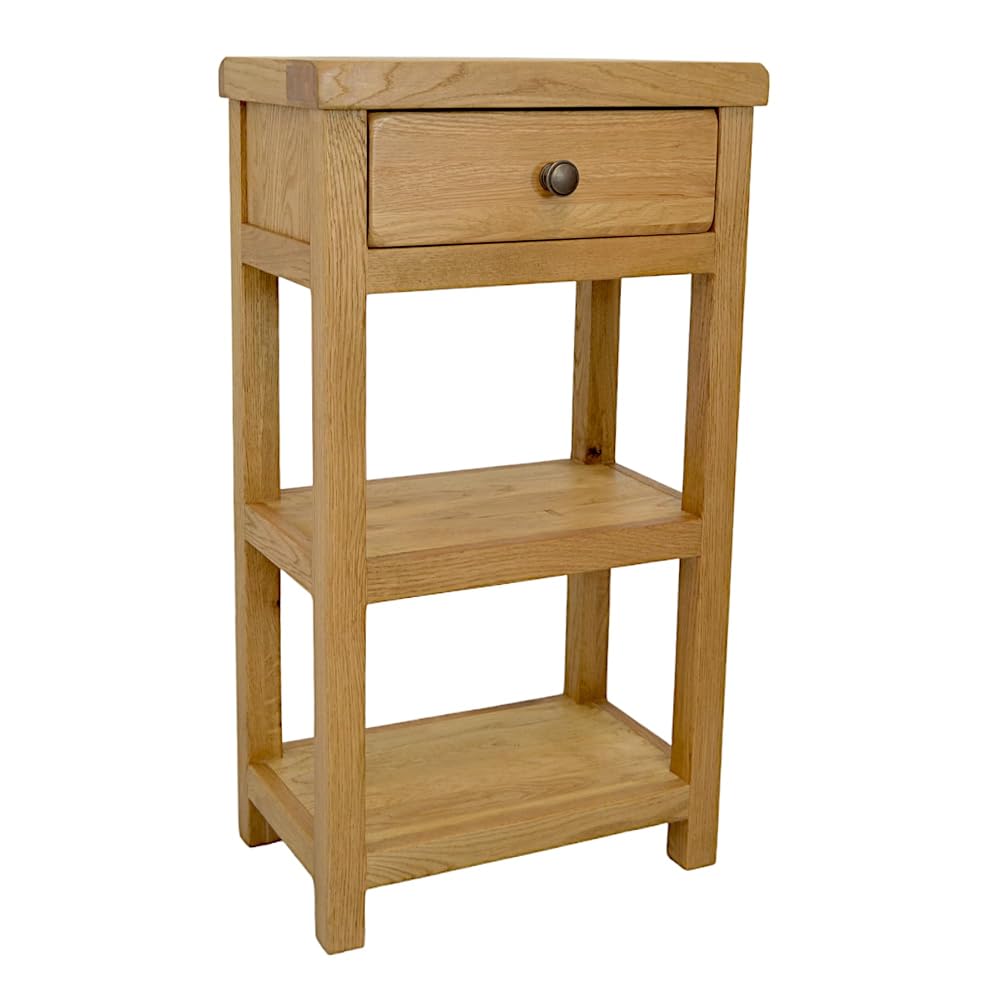 GROF Oak Console Table with Narrow Shelf, Solid Oak Hallway Cabinet, Hand Oiled