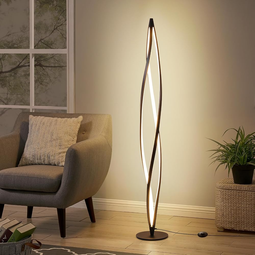 AManLife Floor Lamp, 53 Inch Standing Lamp with 3 Colours and 5 Brightness Levels, Remote and Foot Switch