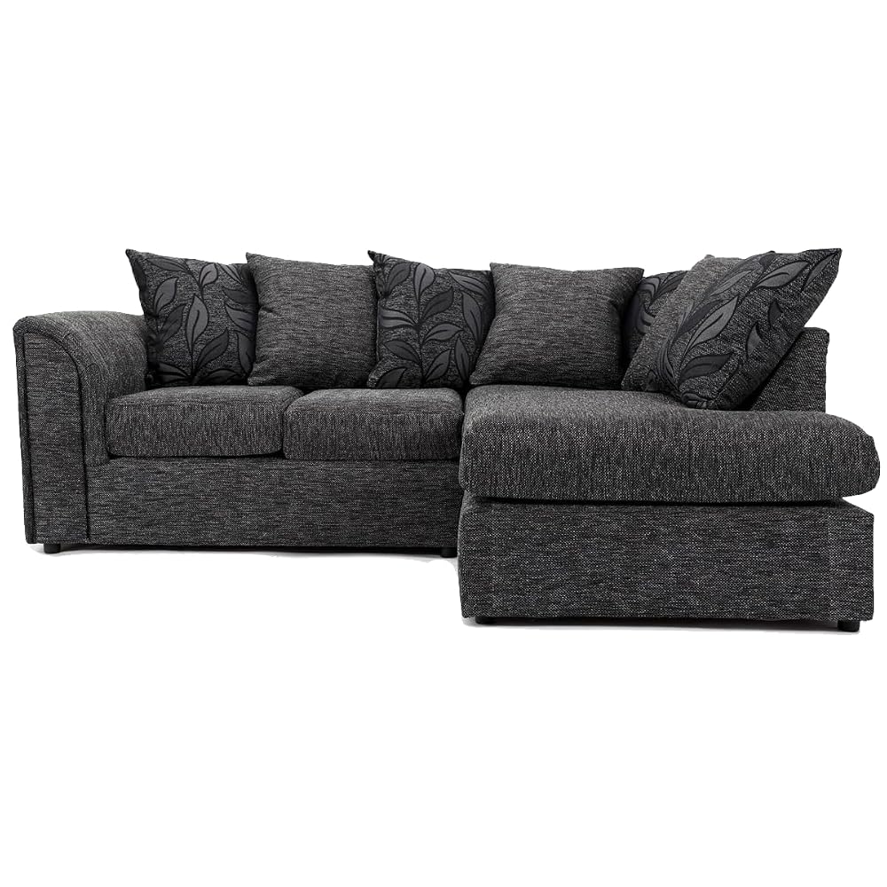 Byron Dundee Fabric Corner Sofa L Shaped 3-4 Seater with Pattern Cushions