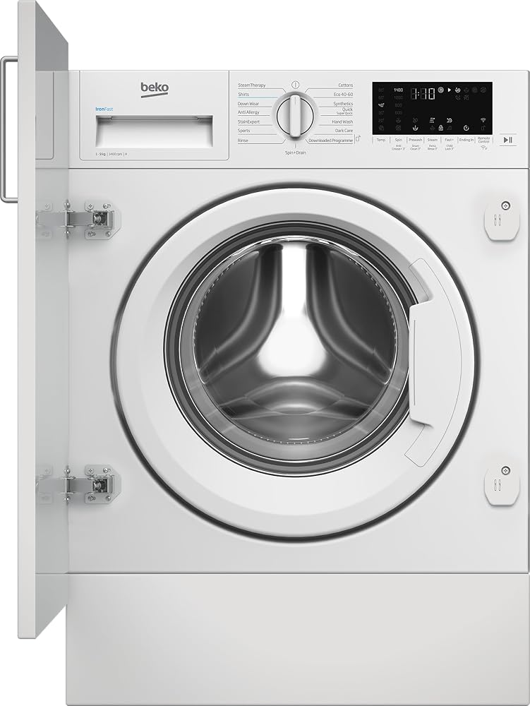 Beko RecycledTub WTIK94121F Integrated 9kg WiFi Connected Washing Machine, 1400rpm - White