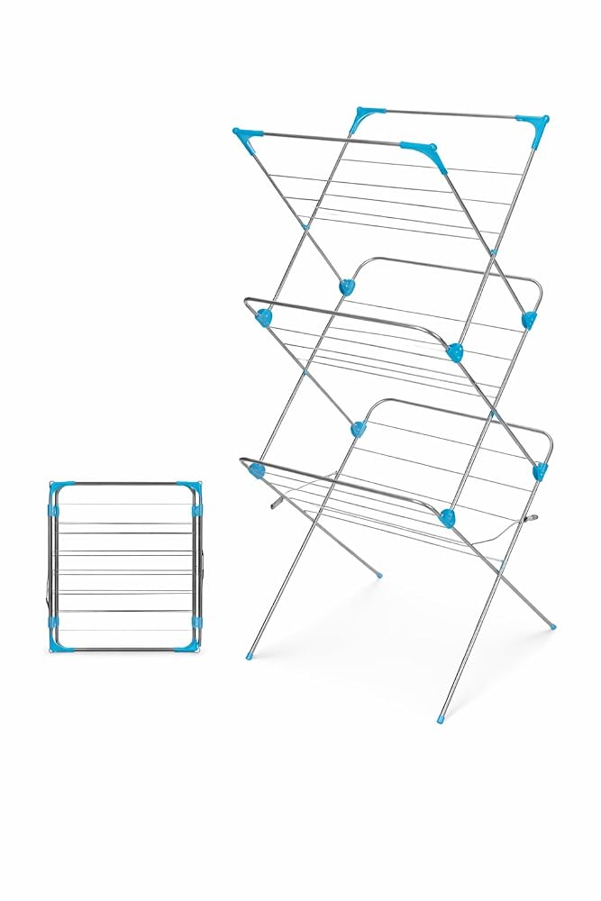 1ABOVE Premium Quality, Alloy Steel 3 Tier Clothes Airer Dryer Laundry Drying Washing Line Horse, Indoor Outdoor Towel Rack, 15m Drying Space, Non-Slip Feet and Corner Spaces for Hangers