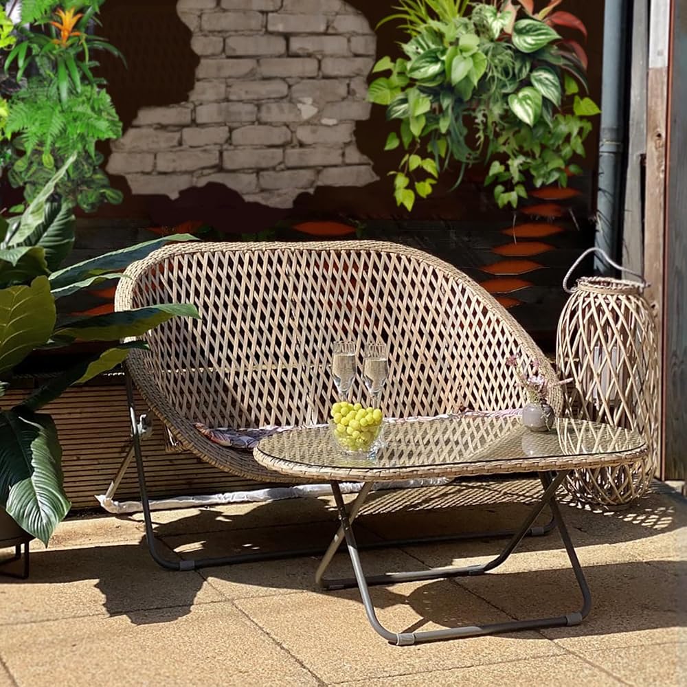 Dawsons Living Faux Rattan Bistro Set - Glass Top Table and Chairs
