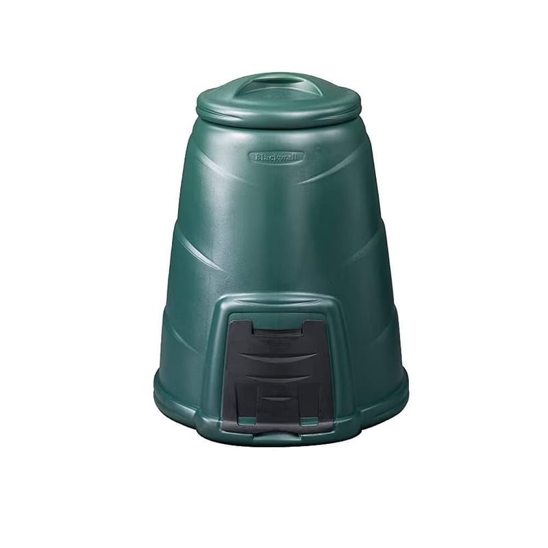330L Garden Compost Bin with Base Plate, Green Recycled Plastic UV Stabilised Outdoor Compost Converter, Blackwall, Made in UK