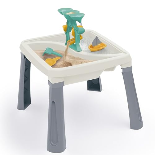 DOLU Sand and Water Table 3 in 1 Creativity Toy For Children From 24 Months Garden Toys Play Tray Activity Table Water Play Table Sandbox - White/Grey