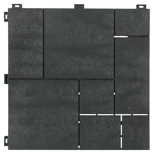 10 Pack Garden Composite Interlocking Decking Tiles, Recycled Material 30 x 30cm