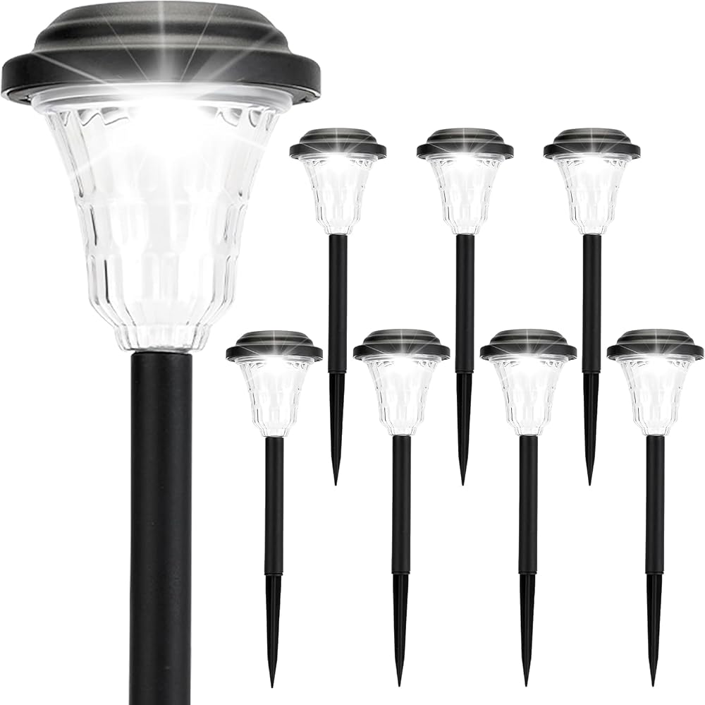 Otdair Solar Pathway Lights Outdoor, 8 Pack LED Solar Lights Waterproof, Auto On/Off