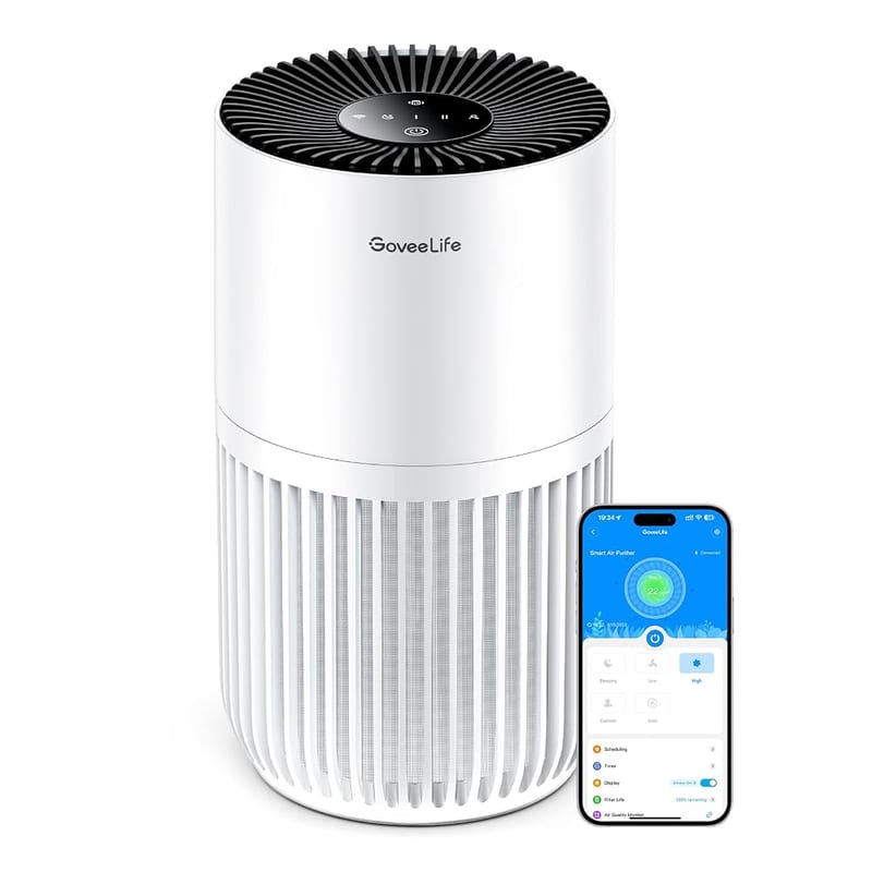 GoveeLife Smart Mini Air Purifier for Home Bedroom, WiFi App Control, HEPA Filter, Quiet Operation